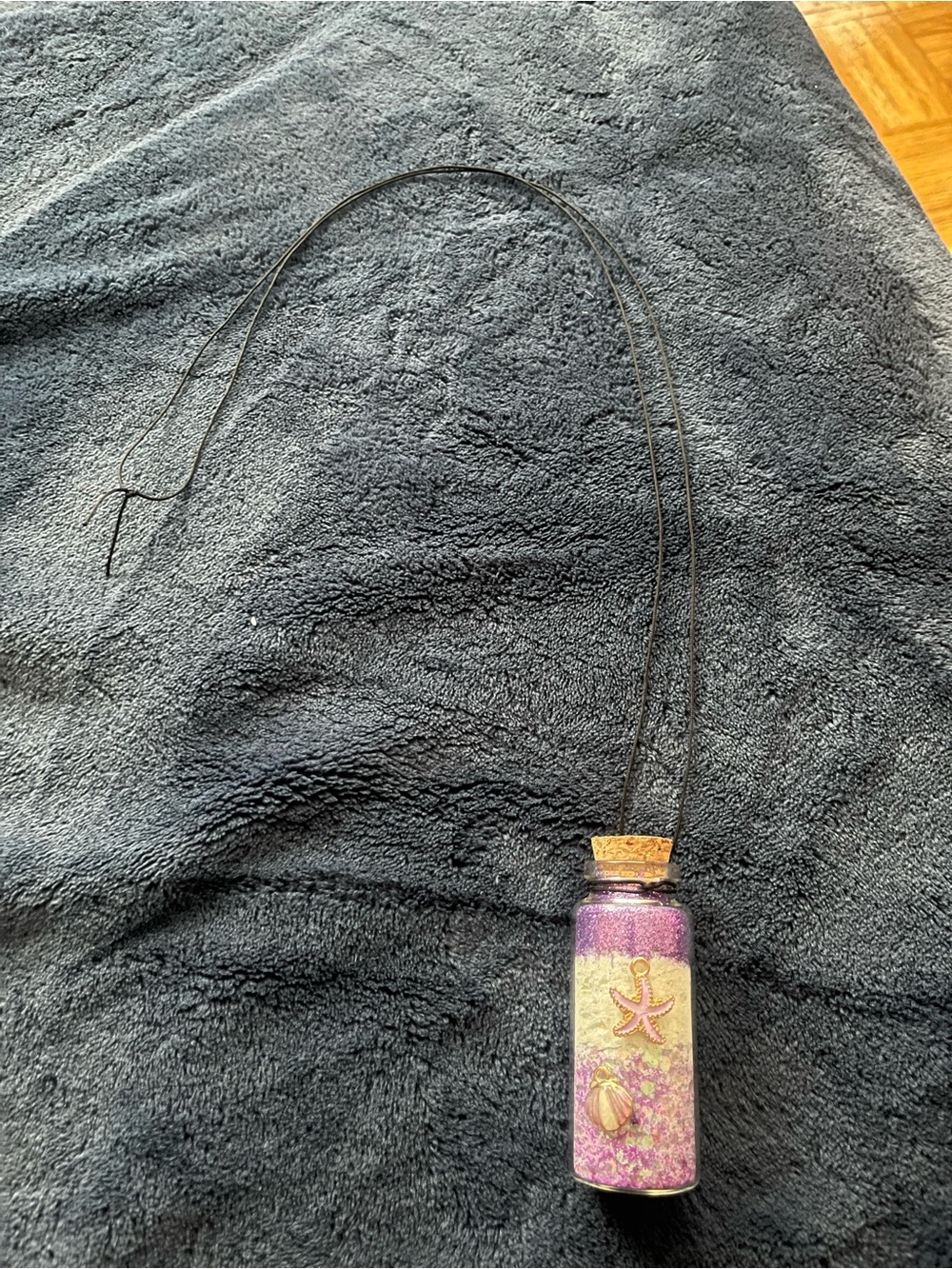 Lavender/White Seashell/Starfish Potion Fairy Bottle Glitter Necklace w/ Pendant